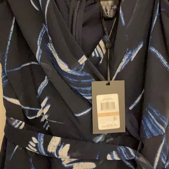 DKNY Blue/Black Wrap Sundress Sleeveless V-neck! High-Low Hemline! - Picture 8 of 8